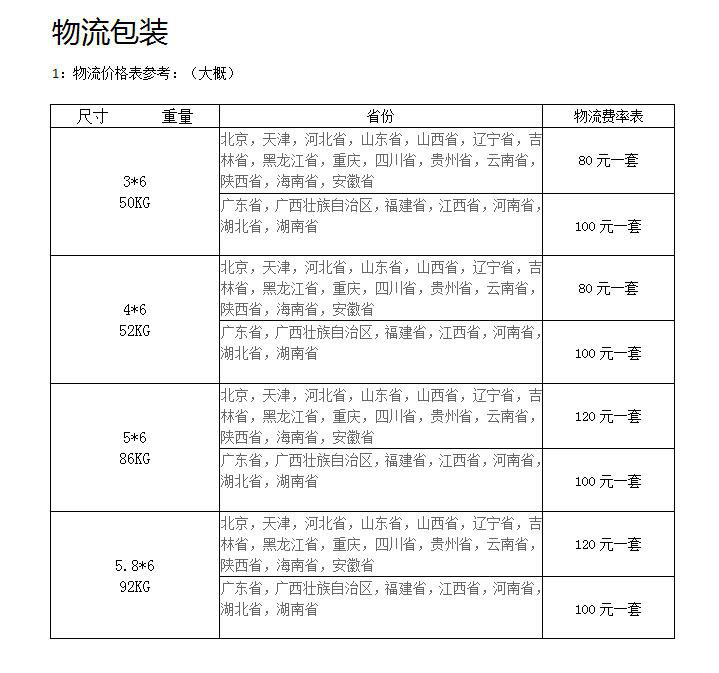 酒席帐篷物流价格